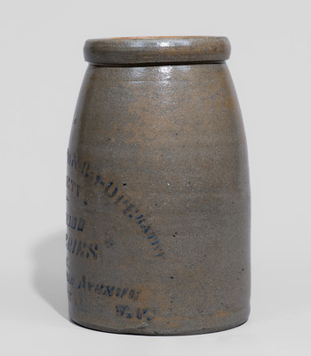 Huntington, WV Advertising Stoneware Canning Jar, Western PA origin