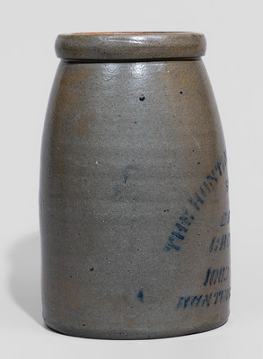 Huntington, WV Advertising Stoneware Canning Jar, Western PA origin