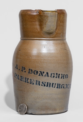 Small-Sized A.P. DONAGHHO / PARKERSBURG, W.VA Stoneware Pitcher
