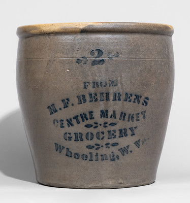 Scarce Wheeling, WV Stoneware Advertising Jar, Beaver, PA origin