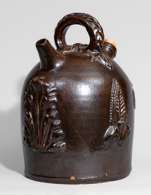 Rare Ohio Stoneware Harvest Jug w/ Applied Corn Motifs