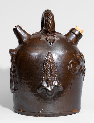 Rare Ohio Stoneware Harvest Jug w/ Applied Corn Motifs