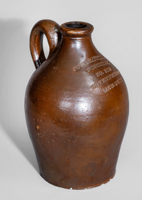 Small-Sized New York City Druggist's Advertising Jug, second quarter 19th century