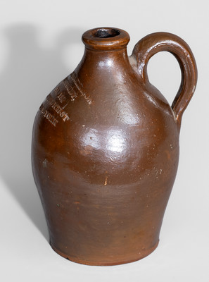 Small-Sized New York City Druggist's Advertising Jug, second quarter 19th century