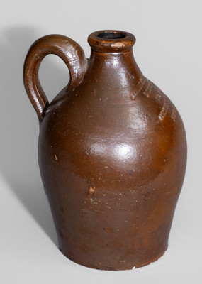 Small-Sized New York City Druggist's Advertising Jug, second quarter 19th century