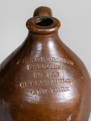 Small-Sized New York City Druggist's Advertising Jug, second quarter 19th century
