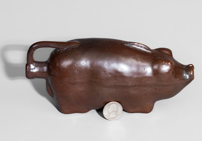 Midwestern Stoneware Pig Flask, fourth quarter 19th century