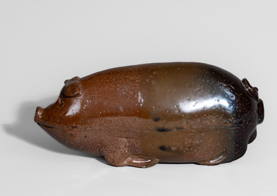 Glazed Stoneware Pig Flask, Midwestern origin, fourth quarter 19th century