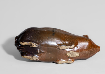 Glazed Stoneware Pig Flask, Midwestern origin, fourth quarter 19th century