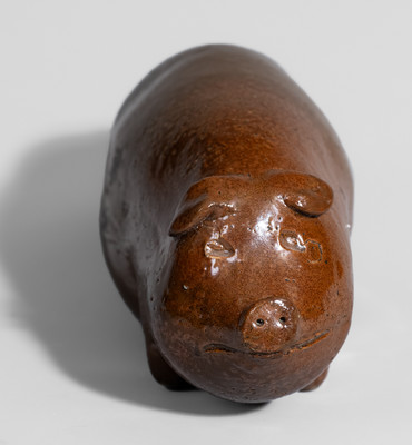 Glazed Stoneware Pig Flask, Midwestern origin, fourth quarter 19th century