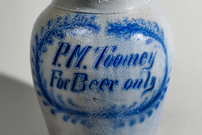 Rare Half-Gallon "P.M. Toomey / For Beer Only" Presentation Pitcher attrib. Wingender Pottery, Haddonfield, NJ