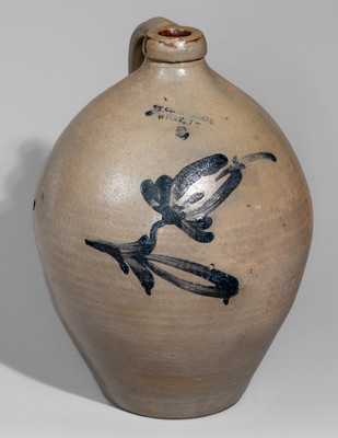 Two-Gallon T. CRAFTS & CO / WHATELY, Mass. Stoneware Jug, c1833-48