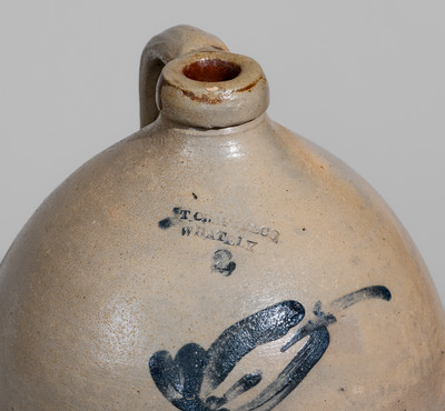 Two-Gallon T. CRAFTS & CO / WHATELY, Mass. Stoneware Jug, c1833-48