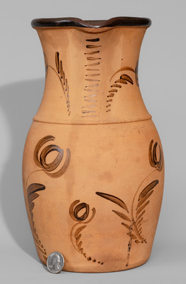 Large-Sized Tanware Pitcher, New Geneva or Greensboro, PA origin, c1885