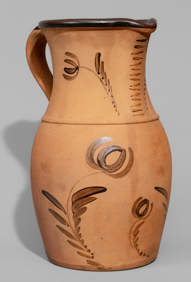 Large-Sized Tanware Pitcher, New Geneva or Greensboro, PA origin, c1885