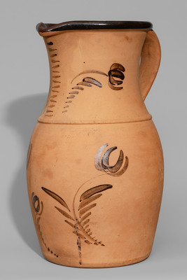 Large-Sized Tanware Pitcher, New Geneva or Greensboro, PA origin, c1885