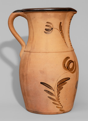 Large-Sized Tanware Pitcher, New Geneva or Greensboro, PA origin, c1885