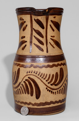 Large-Sized New Geneva or Greensboro, PA Tanware Pitcher, c1885