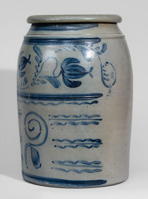 Fine Two-Gallon Western Pennsylvania Stoneware Jar w/ Elaborate Freehand Cobalt Decoration