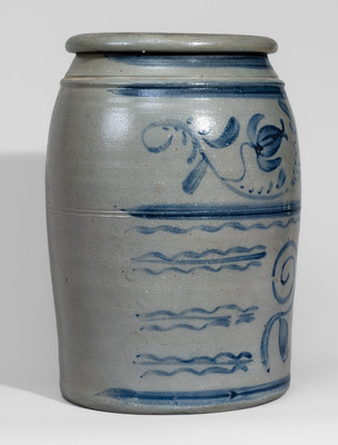 Fine Two-Gallon Western Pennsylvania Stoneware Jar w/ Elaborate Freehand Cobalt Decoration