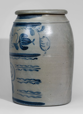 Fine Two-Gallon Western Pennsylvania Stoneware Jar w/ Elaborate Freehand Cobalt Decoration