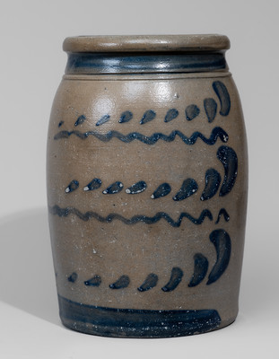 Western Pennsylvania Stoneware Jar w/ Freehand Cobalt Decoration, c1875