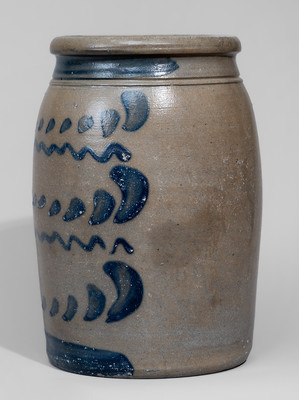 Western Pennsylvania Stoneware Jar w/ Freehand Cobalt Decoration, c1875