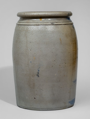 Fine HAMILTON & JONES Stoneware Jar w/ Elaborate Cobalt Stripe Decoration, Greensboro, PA