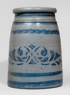 Western PA Cobalt-Decorated Stoneware Canning Jar, c1875