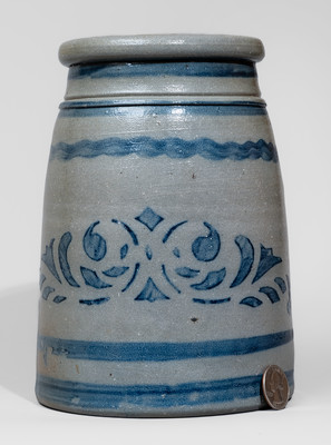 Western PA Cobalt-Decorated Stoneware Canning Jar, c1875