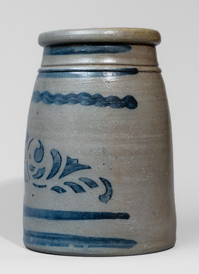 Western PA Cobalt-Decorated Stoneware Canning Jar, c1875