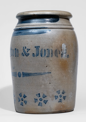 Fine "Hamilton & Jones" (Greensboro, PA) Stoneware Jar w/ Stenciled Pinwheel Decoration