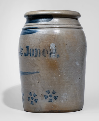 Fine "Hamilton & Jones" (Greensboro, PA) Stoneware Jar w/ Stenciled Pinwheel Decoration
