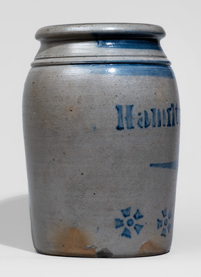Fine "Hamilton & Jones" (Greensboro, PA) Stoneware Jar w/ Stenciled Pinwheel Decoration