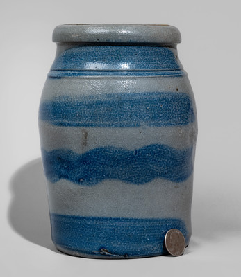 Fine Western Pennsylvania Stoneware Jar w/ Cobalt Stripe Decoration, c1875