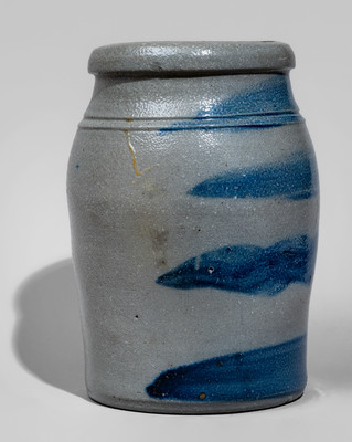Fine Western Pennsylvania Stoneware Jar w/ Cobalt Stripe Decoration, c1875