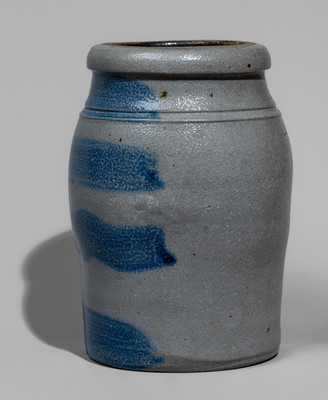 Fine Western Pennsylvania Stoneware Jar w/ Cobalt Stripe Decoration, c1875