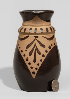 Unusual Tanware Pitcher, New Geneva or Greensboro, PA origin, c1885