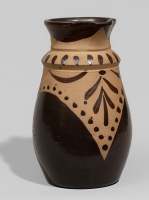 Unusual Tanware Pitcher, New Geneva or Greensboro, PA origin, c1885