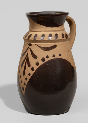 Unusual Tanware Pitcher, New Geneva or Greensboro, PA origin, c1885