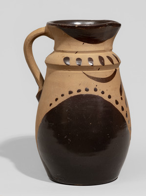 Unusual Tanware Pitcher, New Geneva or Greensboro, PA origin, c1885