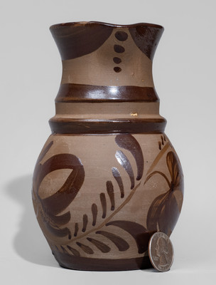 Small-Sized New Geneva or Greensboro, PA Tanware Pitcher, c1885
