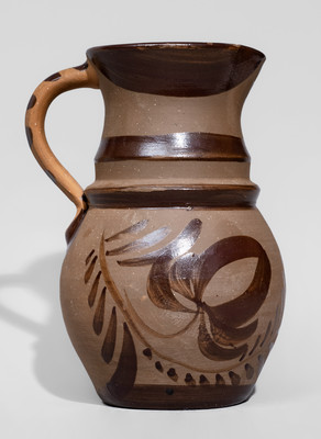 Small-Sized New Geneva or Greensboro, PA Tanware Pitcher, c1885