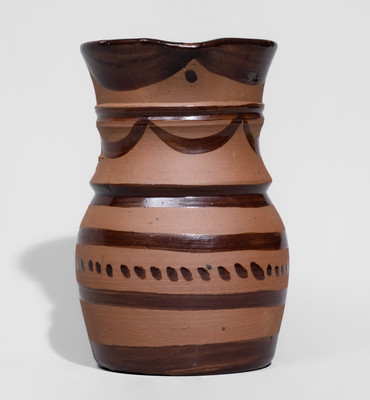 Scarce Diminutive Albany-Slip-Glazed Tanware Pitcher and Miniature Jug, New Geneva or Greensboro, PA