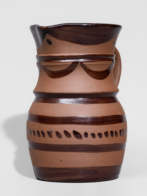 Scarce Diminutive Albany-Slip-Glazed Tanware Pitcher and Miniature Jug, New Geneva or Greensboro, PA