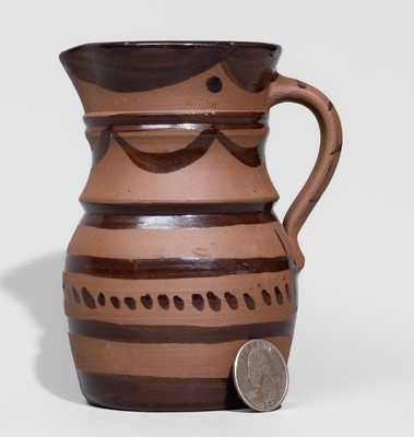 Scarce Diminutive Albany-Slip-Glazed Tanware Pitcher and Miniature Jug, New Geneva or Greensboro, PA