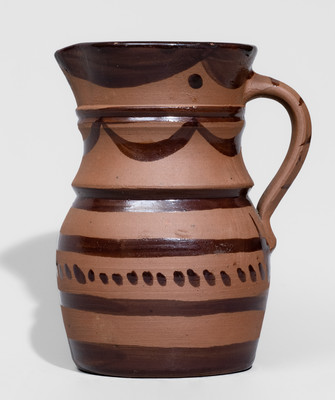 Scarce Diminutive Albany-Slip-Glazed Tanware Pitcher and Miniature Jug, New Geneva or Greensboro, PA