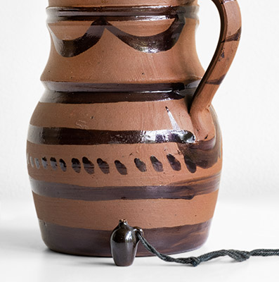 Scarce Diminutive Albany-Slip-Glazed Tanware Pitcher and Miniature Jug, New Geneva or Greensboro, PA