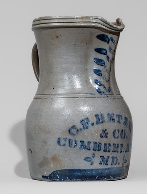Very Rare C.F. HETZEL & CO. / CUMBERLAND, MD Stoneware Pitcher