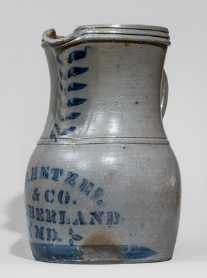 Very Rare C.F. HETZEL & CO. / CUMBERLAND, MD Stoneware Pitcher